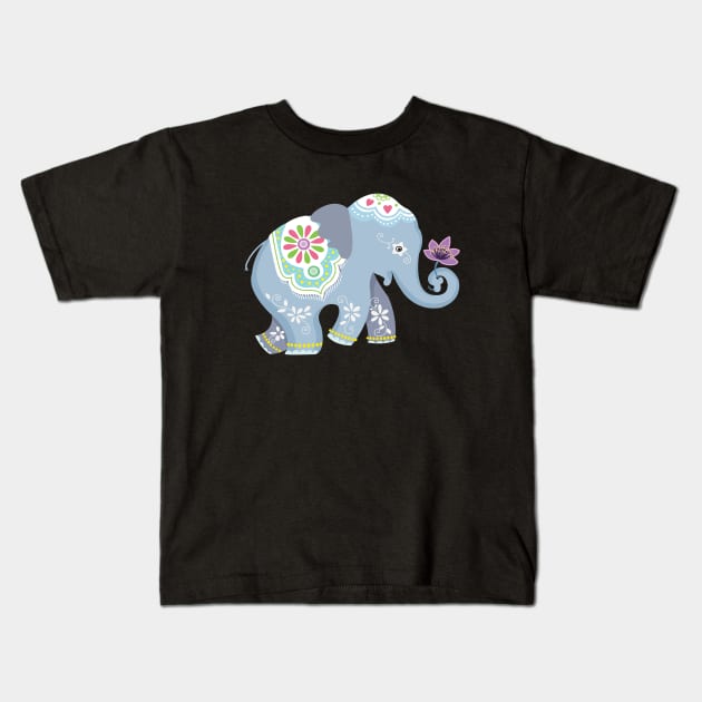 Cute Elephant Kids T-Shirt by SuperrSunday